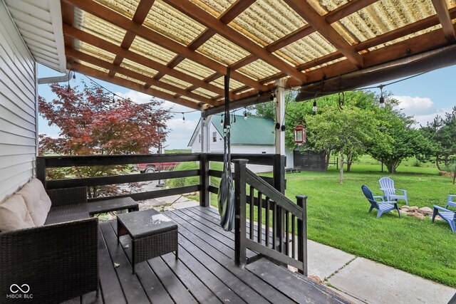 26735 Six Points Rd, Sheridan, IN 46069 - deck with a yard and a fire pit