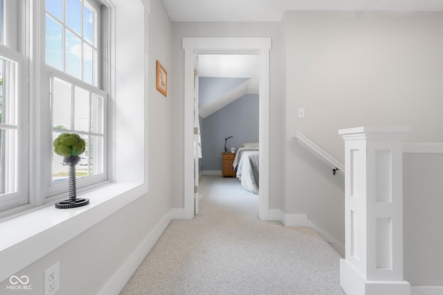 4224 River Rd, Columbus, IN 47203 - corridor with carpet, plenty of natural light, an upstairs landing, and lofted ceiling