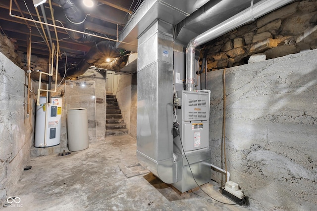 4224 River Rd, Columbus, IN 47203 - utility room with electric water heater and heating unit
