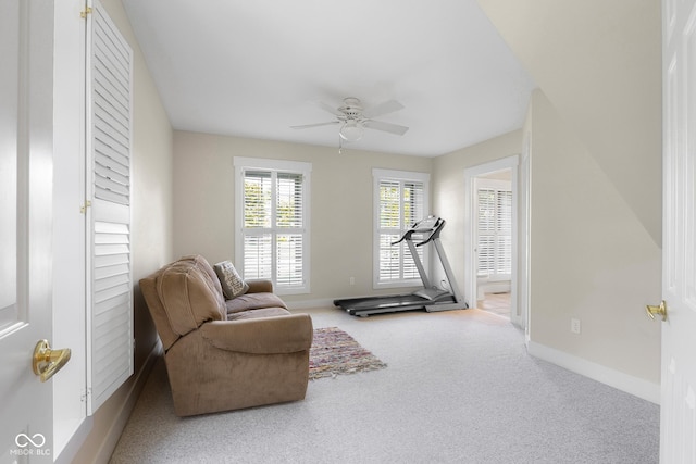 4224 River Rd, Columbus, IN 47203 - exercise area with carpet flooring and ceiling fan