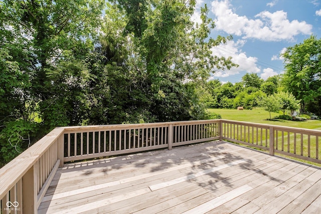 5651 Jones Dr, Plainfield, IN 46168 - wooden deck with a yard and view of wooded area