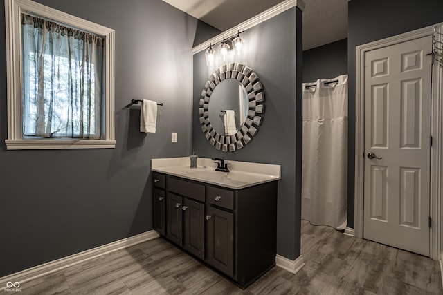 295 Watershed Ct, Noblesville, IN 46062 - full bath with vanity, wood finished floors, and a shower with curtain