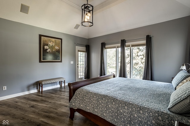 295 Watershed Ct, Noblesville, IN 46062 - bedroom with dark wood finished floors and vaulted ceiling