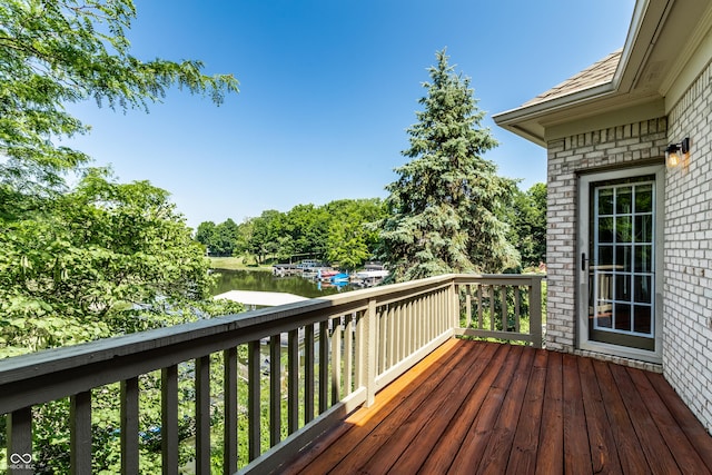 295 Watershed Ct, Noblesville, IN 46062 - wooden deck featuring a water view