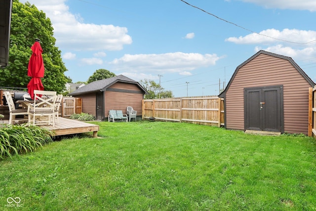 514 E 2nd St, Sheridan, IN 46069 - fenced backyard featuring a storage shed and a deck