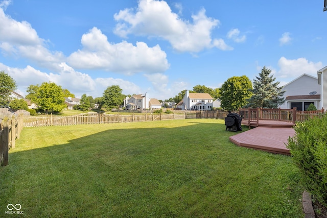 8642 Ray Cir, Indianapolis, IN 46256 - fenced backyard featuring a deck and a residential view