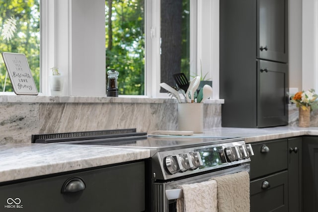 2350 E County Road 20 N, North Vernon, IN 47265 - kitchen view of stainless steel range with electric stovetop and light countertops