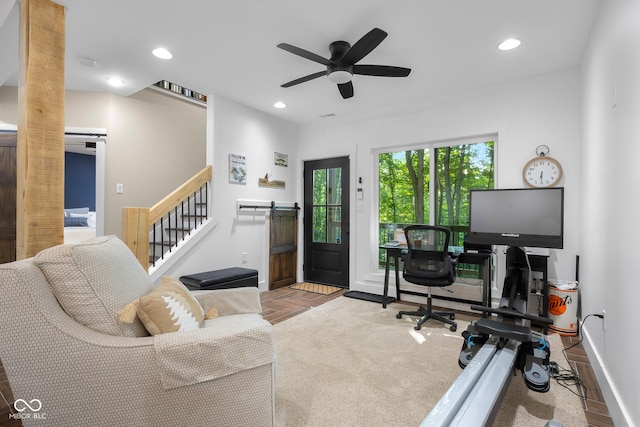 2350 E County Road 20 N, North Vernon, IN 47265 - office area with a ceiling fan and recessed lighting