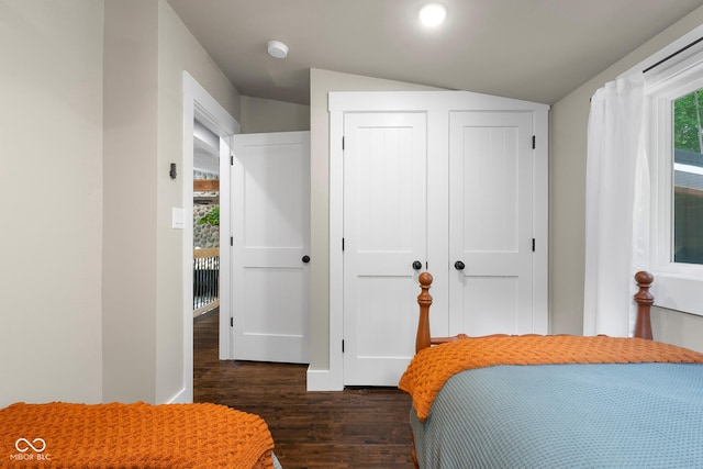 2350 E County Road 20 N, North Vernon, IN 47265 - bedroom featuring wood finished floors, lofted ceiling, and a closet