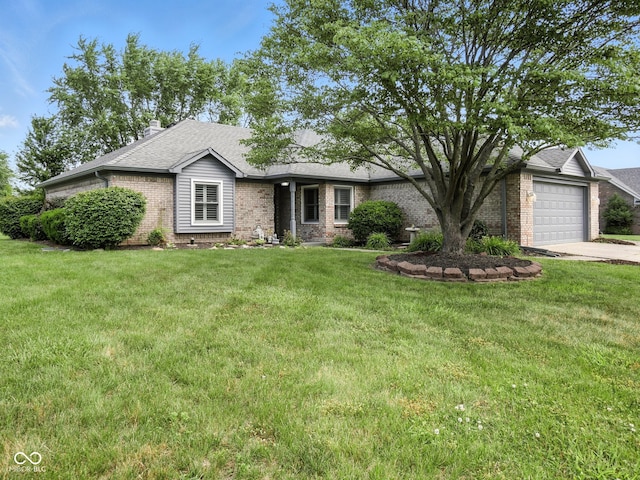 856 Cypress N, Greenwood, IN 46143 - ranch-style home featuring brick siding, concrete driveway, and a front lawn