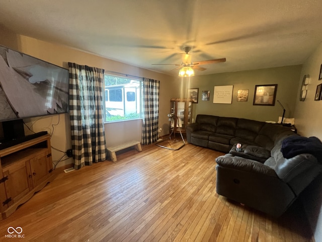 207 W Elm St, Spiceland, IN 47385 - living area with light wood-type flooring and ceiling fan