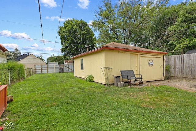2017 E Legrande Ave, Indianapolis, IN 46203 - fenced backyard featuring an outbuilding