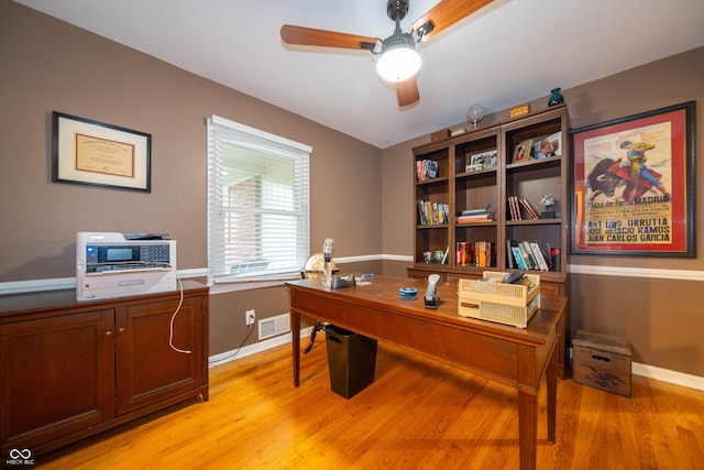 7224 N Tuxedo St, Indianapolis, IN 46240 - office featuring ceiling fan and light wood-type flooring