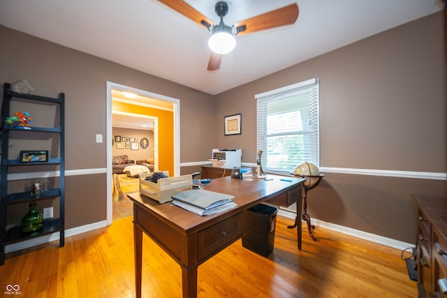 7224 N Tuxedo St, Indianapolis, IN 46240 - office featuring a ceiling fan and light wood-style floors