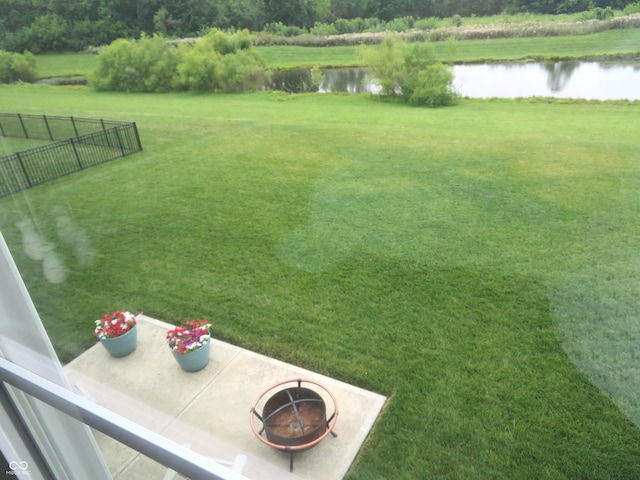 2272 Trefoil Dr, Plainfield, IN 46168 - view of yard with a water view and an outdoor fire pit