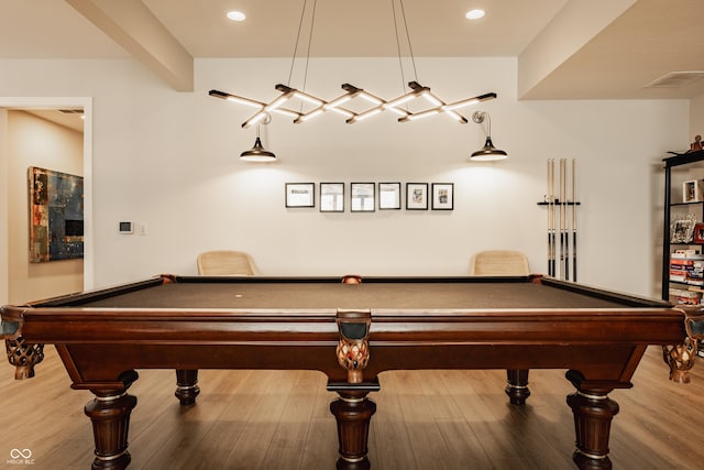 12022 Otto Ln, Carmel, IN 46032 - playroom featuring billiards, wood finished floors, and recessed lighting