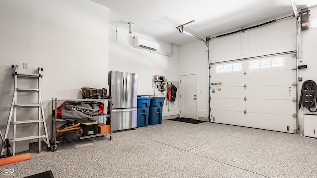 12022 Otto Ln, Carmel, IN 46032 - garage with freestanding refrigerator and a wall mounted air conditioner