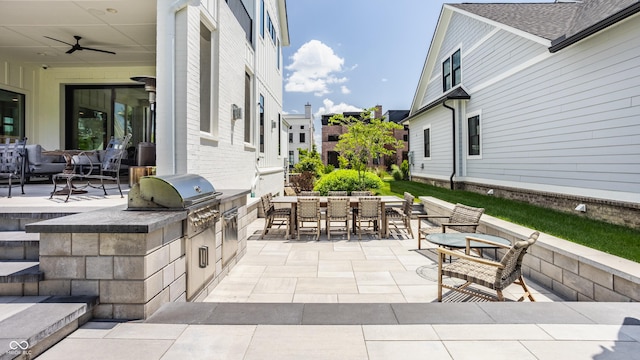 12022 Otto Ln, Carmel, IN 46032 - view of patio / terrace with area for grilling, a ceiling fan, and outdoor dining space