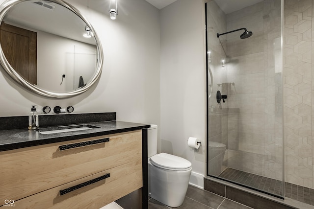 12022 Otto Ln, Carmel, IN 46032 - bathroom featuring vanity, tiled shower, and tile patterned floors