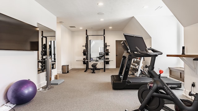 12022 Otto Ln, Carmel, IN 46032 - exercise room with baseboards and recessed lighting