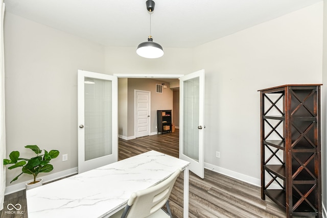 16502 Dominion Dr, Fishers, IN 46040 - office with french doors and wood finished floors