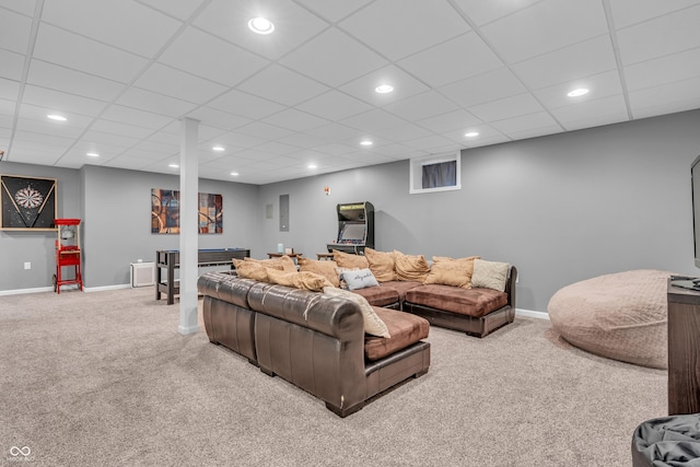 7830 Cross Crk, Avon, IN 46123 - carpeted living room featuring recessed lighting and a paneled ceiling