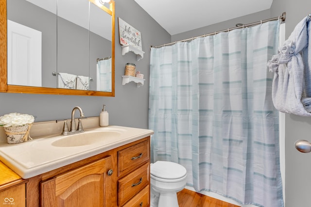 7830 Cross Crk, Avon, IN 46123 - full bath with vanity, wood finished floors, and a shower with shower curtain