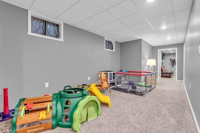 7830 Cross Crk, Avon, IN 46123 - playroom featuring carpet, a drop ceiling, and recessed lighting