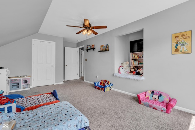 7830 Cross Crk, Avon, IN 46123 - bedroom featuring carpet, ceiling fan, and vaulted ceiling