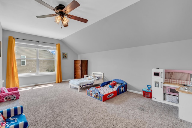 7830 Cross Crk, Avon, IN 46123 - recreation room with vaulted ceiling, ceiling fan, and carpet