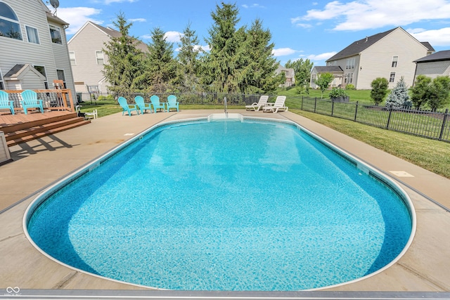 7830 Cross Crk, Avon, IN 46123 - view of swimming pool featuring a residential view, a wooden deck, and a patio