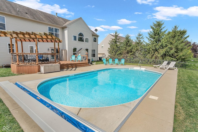 7830 Cross Crk, Avon, IN 46123 - view of swimming pool featuring a pergola and a wooden deck
