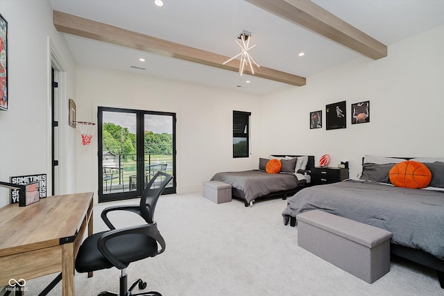 1269 Chatham Rdg Ct, Westfield, IN 46074 - bedroom with beam ceiling, carpet floors, and recessed lighting