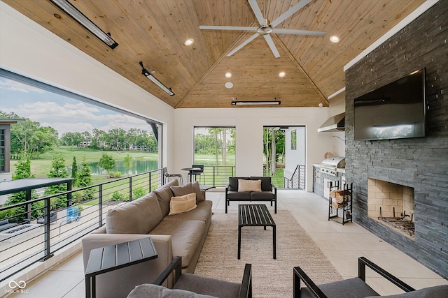 1269 Chatham Rdg Ct, Westfield, IN 46074 - view of patio / terrace with an outdoor hangout area, a ceiling fan, area for grilling, and a gazebo