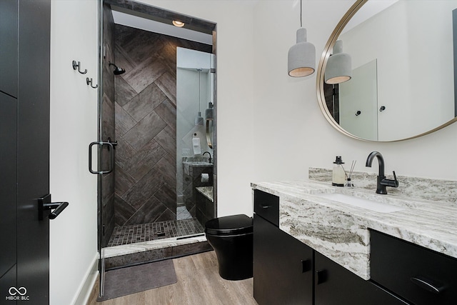 1269 Chatham Rdg Ct, Westfield, IN 46074 - bathroom with vanity, wood finished floors, and a shower stall