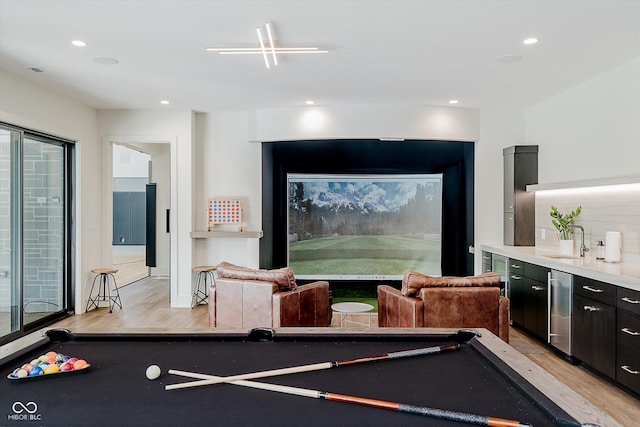 1269 Chatham Rdg Ct, Westfield, IN 46074 - rec room featuring light wood-style floors, pool table, and recessed lighting