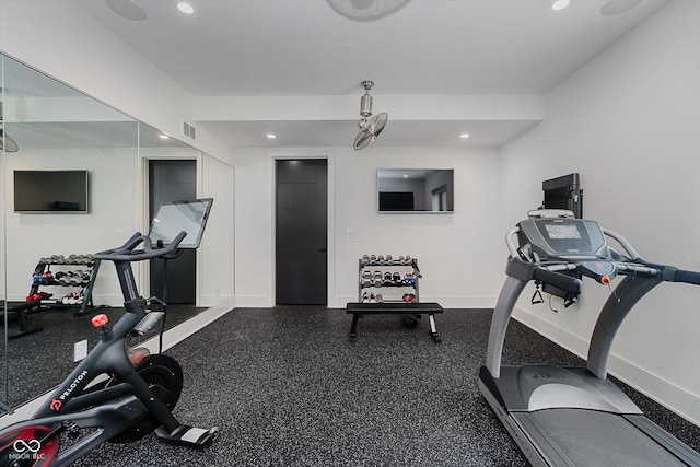 1269 Chatham Rdg Ct, Westfield, IN 46074 - exercise room featuring baseboards and recessed lighting