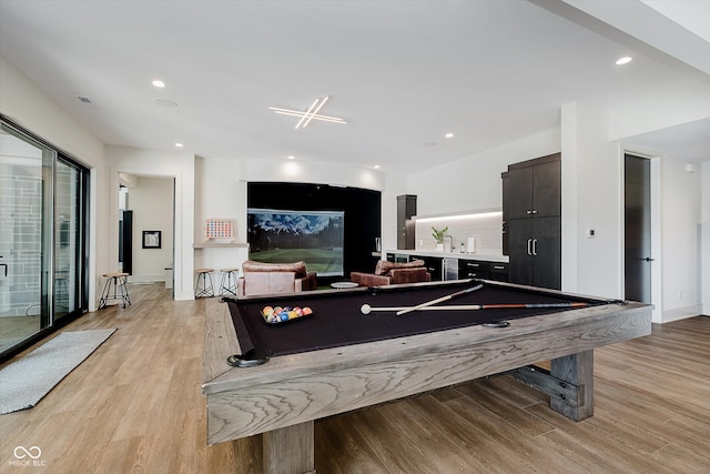 1269 Chatham Rdg Ct, Westfield, IN 46074 - game room with light wood finished floors, billiards, and recessed lighting
