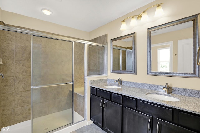 14095 Northcoat Pl, Fishers, IN 46038 - bathroom with a stall shower and double vanity
