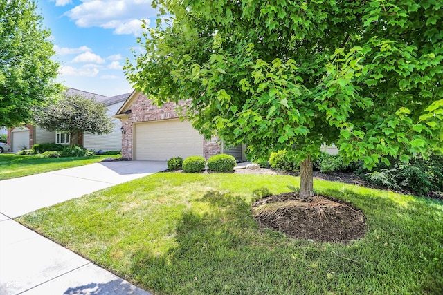 16130 Matlock Cir, Westfield, IN 46074 - view of property hidden behind natural elements featuring an attached garage, driveway, a front yard, and brick siding