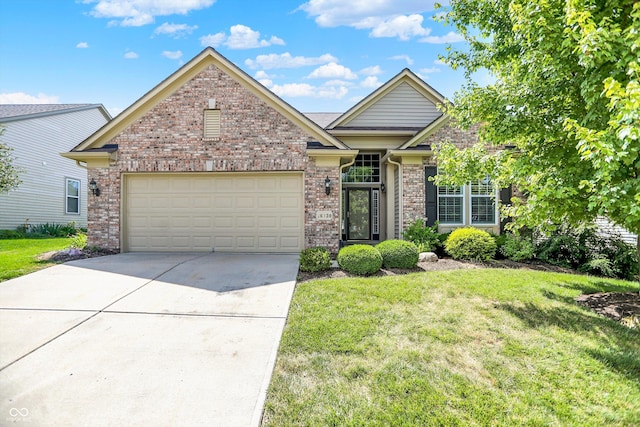16130 Matlock Cir, Westfield, IN 46074 - view of front facade with a front yard, an attached garage, concrete driveway, and brick siding
