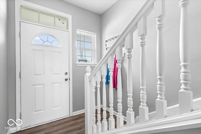 1158 Thistlewood Way, Plainfield, IN 46168 - entryway with dark wood-type flooring and stairway
