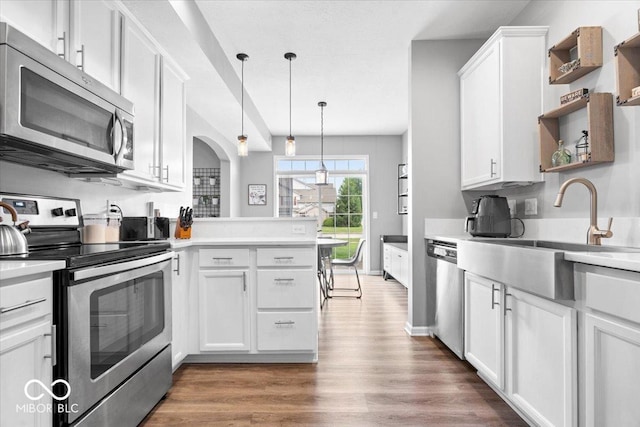 1158 Thistlewood Way, Plainfield, IN 46168 - kitchen with appliances with stainless steel finishes, open shelves, white cabinets, and light countertops