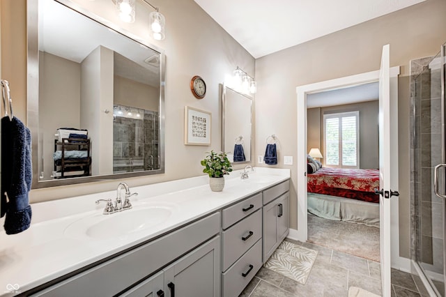 1432 Hideaway Cir, Brownsburg, IN 46112 - ensuite bathroom featuring double vanity and a tile shower