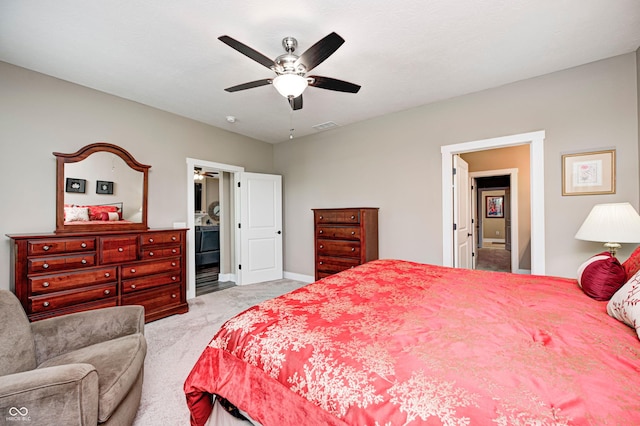 1432 Hideaway Cir, Brownsburg, IN 46112 - bedroom featuring carpet flooring, ensuite bath, and ceiling fan