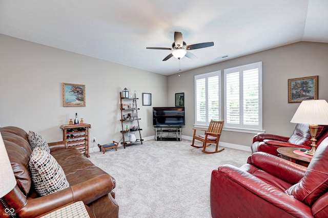 1432 Hideaway Cir, Brownsburg, IN 46112 - carpeted living room with ceiling fan and baseboards