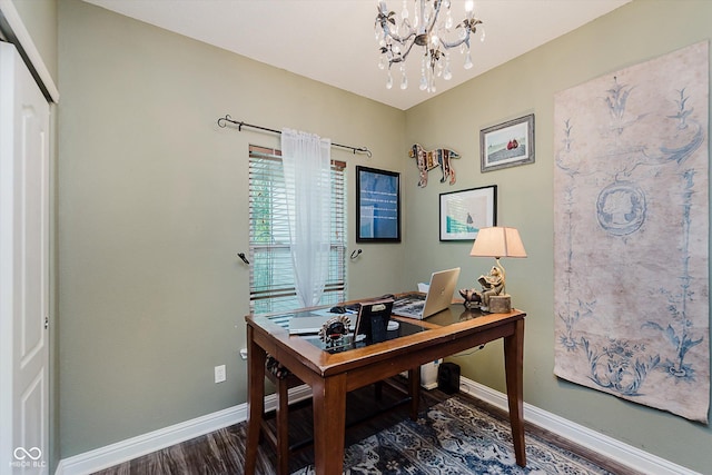 7092 Bridgemont Ct, Avon, IN 46123 - office with wood finished floors and a chandelier