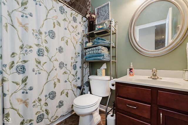 7092 Bridgemont Ct, Avon, IN 46123 - bathroom featuring vanity, tile patterned flooring, a shower with curtain, and a textured wall