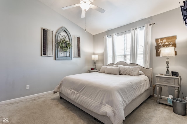 10585 Windward Dr, Indianapolis, IN 46234 - bedroom with light colored carpet, lofted ceiling, and a ceiling fan