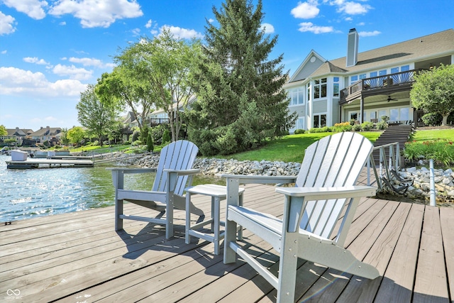 11137 Peppermill Ln, Fishers, IN 46037 - dock area featuring a water view, a yard, and a balcony
